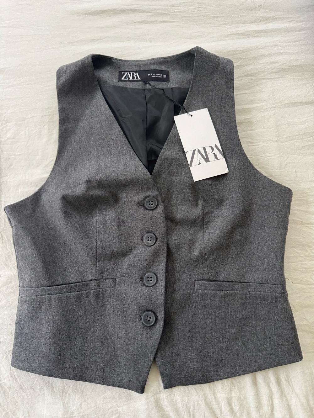 ZARA Gray Women's Tailored Buttoned Vest
